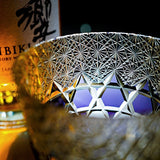 Edo Kiriko Handcrafted "Fluorite" Whisky Glass - Dazzling Clarity with Wooden Box