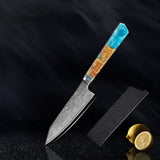 Seiki (清木) Japanese Damascus Steel Knife With Blue Resin Handle