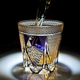 Personalized Edo Kiriko Handcrafted Violet Peacock Whisky Glass – A Royal Bloom in Crystal
