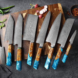 Seiki (清木) Japanese Damascus Steel Knife With Blue Resin Handle
