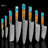 Seiki (清木) Japanese Damascus Steel Knife With Blue Resin Handle