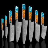 Seiki (清木) Japanese Damascus Steel Knife With Blue Resin Handle