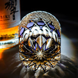 Edo Kiriko Handcrafted "Fluorite" Whisky Glass - Dazzling Clarity with Wooden Box
