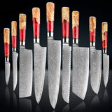 SAKUTO (作東) Japanese Damascus Steel Kitchen Knife Set With Resin Handle