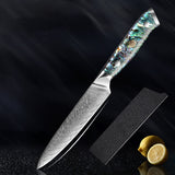 Okugai (おくがい) Damascus Steel Kitchen Knife with Abalone Handle