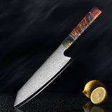 SAKUTO (久拓) Japanese Damascus Steel Kitchen Knife With Coloured Octagonal Handle