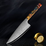 SAKUTO (久拓) Japanese Damascus Steel Kitchen Knife With Coloured Octagonal Handle