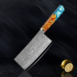 Seiki (清木) Japanese Damascus Steel Knife With Blue Resin Handle