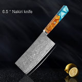 Seiki (清木) Japanese Damascus Steel Knife With Blue Resin Handle