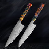 SAKUTO (久拓) Japanese Damascus Steel Kitchen Knife With Coloured Octagonal Handle