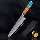 Seiki (清木) Japanese Damascus Steel Knife With Blue Resin Handle