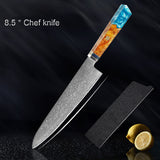 Seiki (清木) Japanese Damascus Steel Knife With Blue Resin Handle