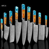 Seiki (清木) Japanese Damascus Steel Knife With Blue Resin Handle