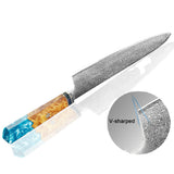 Seiki (清木) Japanese Damascus Steel Knife With Blue Resin Handle