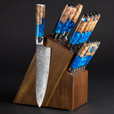 SAKUTO (作東) Japanese Damascus Steel Kitchen Knife Set With Resin Handle