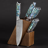 Okugai (おくがい) Damascus Steel Kitchen Knife with Abalone Handle
