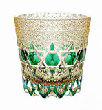 Edo Kiriko Handcrafted Emerald Fluorite Whisky Glass – A Verdant Glimmer of Radiance