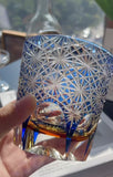 Hand-Cut Edo Kiriko Crystal Glass: Blue Daisy Design
