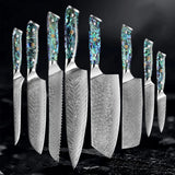 Okugai (おくがい) Damascus Steel Kitchen Knife with Abalone Handle