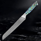 Okugai (おくがい) Damascus Steel Kitchen Knife with Abalone Handle
