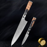 SAKUTO (作東) Japanese Damascus Steel Kitchen Knife Set With Coloured Black Handle