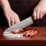 Gyuto (ぎゅうとう) Japanese Damascus Steel Knife with Coloured Blue Handle