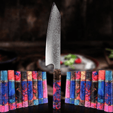 Kiritsuke ( きりつけ) Japanese Knife Damascus Steel with Coloured Ebony Handle