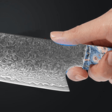 Kiritsuke ( きりつけ) Japanese Knife Damascus Steel with Coloured Ebony Handle