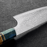 Kiritsuke ( きりつけ) Japanese Knife Damascus Steel with Coloured Ebony Handle