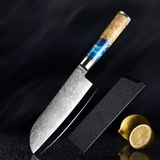 SAKUTO (作東) Japanese Damascus Steel Kitchen Knife Set With Resin Handle