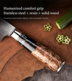 SAKUTO (作東) Japanese Damascus Steel Kitchen Knife Set With Resin Handle
