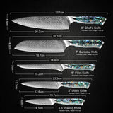 Okugai (おくがい) Damascus Steel Kitchen Knife with Abalone Handle