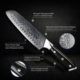 Akarui (あかるい) Japanese Santoku Chef Knife with Ebony Handle